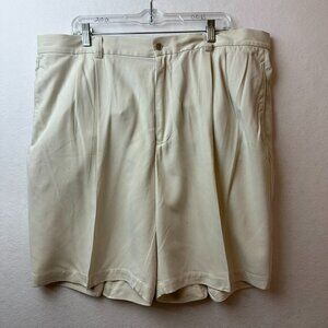 Tommy Bahama‎ Shorts Mens 40 Beige Silk Pleated Front Bermuda Vacation